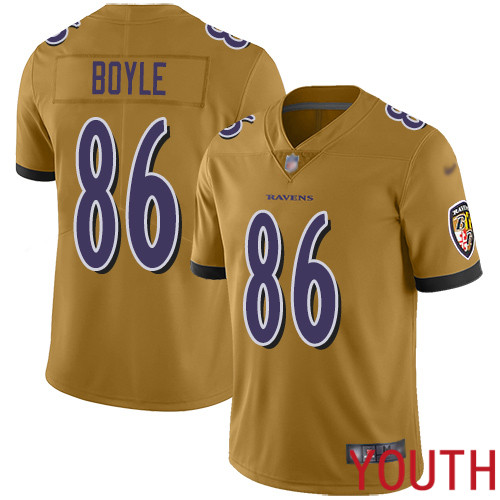 Baltimore Ravens Limited Gold Youth Nick Boyle Jersey NFL Football #86 Inverted Legend->youth nfl jersey->Youth Jersey